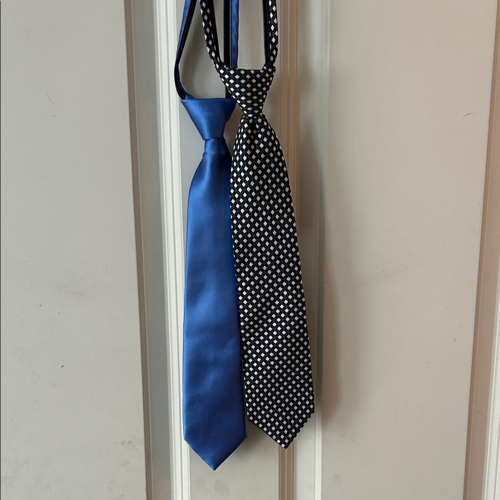 Lord & Taylor Blue and Black Polka Dot Ties